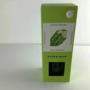 NORTH MUSE ZESTY BERGAMOT CRYSTAL HEALING REED DIFFUSER NEW IN BOX GREEN BOX
